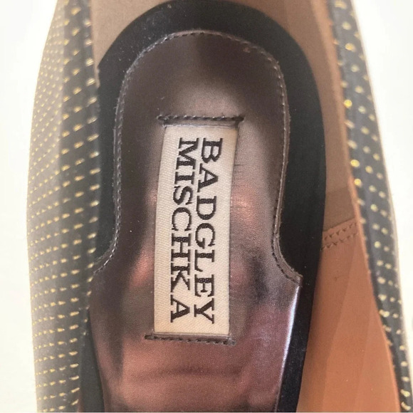 BADGLEY MISCHKA Sz 10 Jewelled Diamond Toe Cap Gold Specs 5”  Heels Pumps - Picture 4 of 13